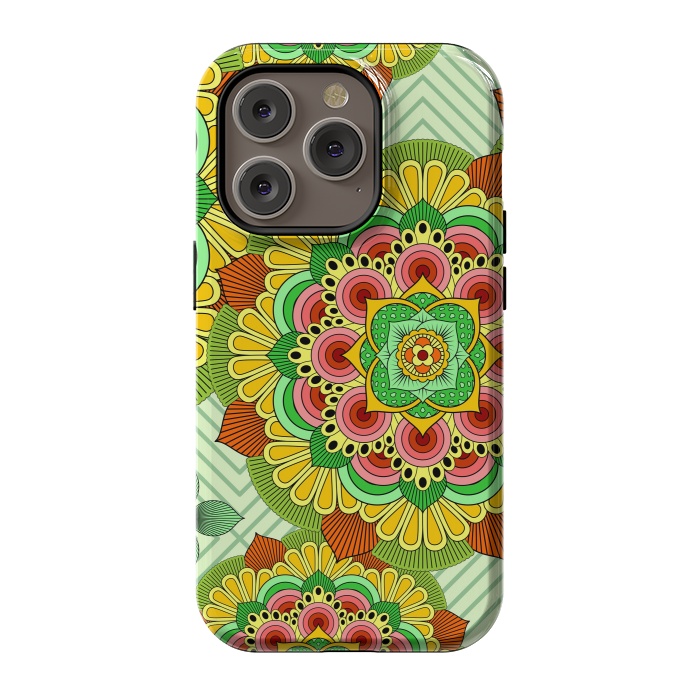 iPhone 14 Pro StrongFit Mandala African Zen Floral Ethnic Art Textile by ArtsCase