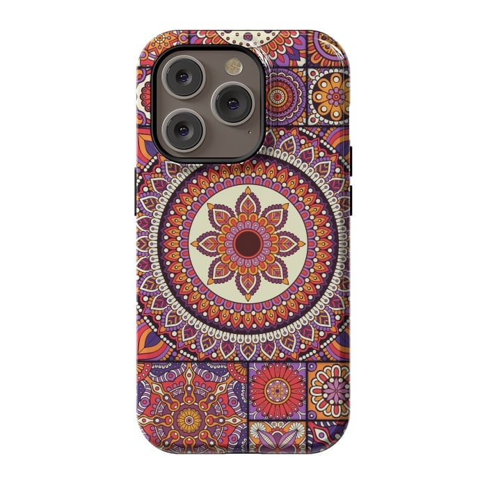 iPhone 14 Pro StrongFit Mandala Pattern Design with Period Decorative Elements by ArtsCase