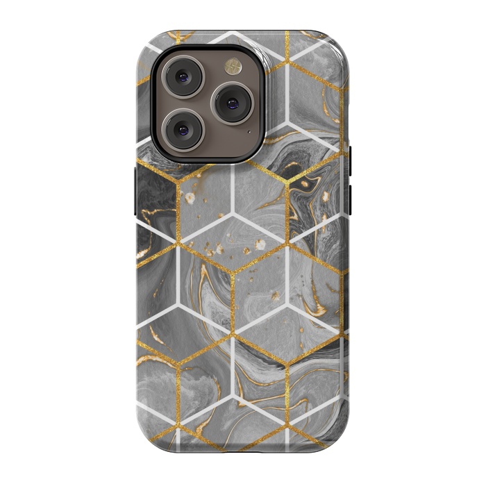 iPhone 14 Pro StrongFit Marble Hexagon by ArtsCase