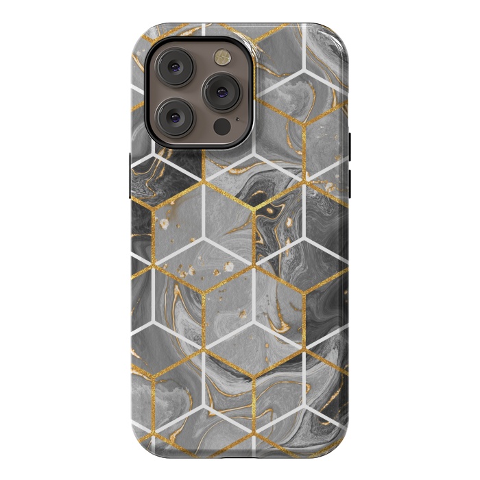 iPhone 14 Pro max StrongFit Marble Hexagon by ArtsCase