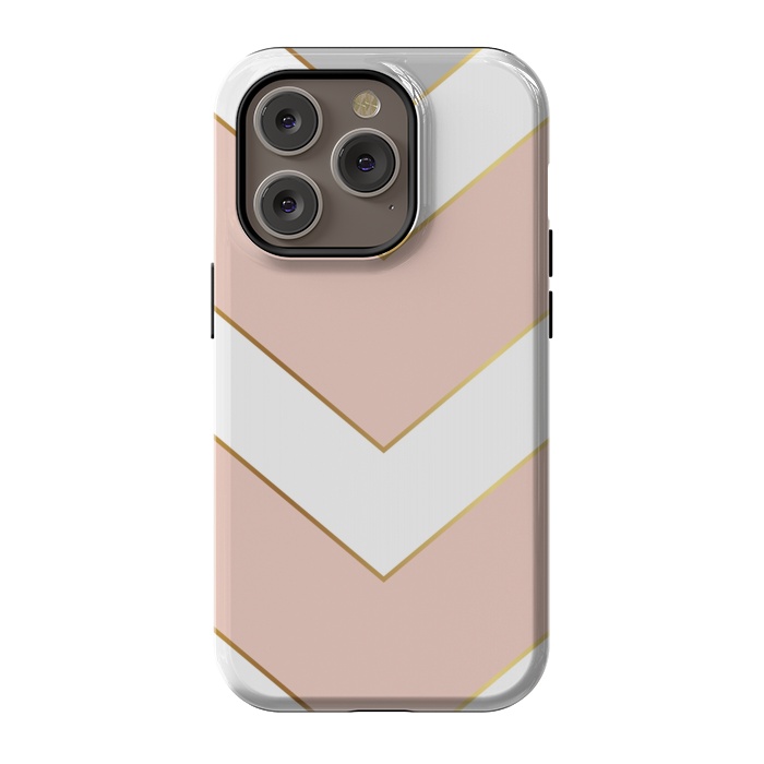 iPhone 14 Pro StrongFit Marble with Geometric Design Golden I by ArtsCase