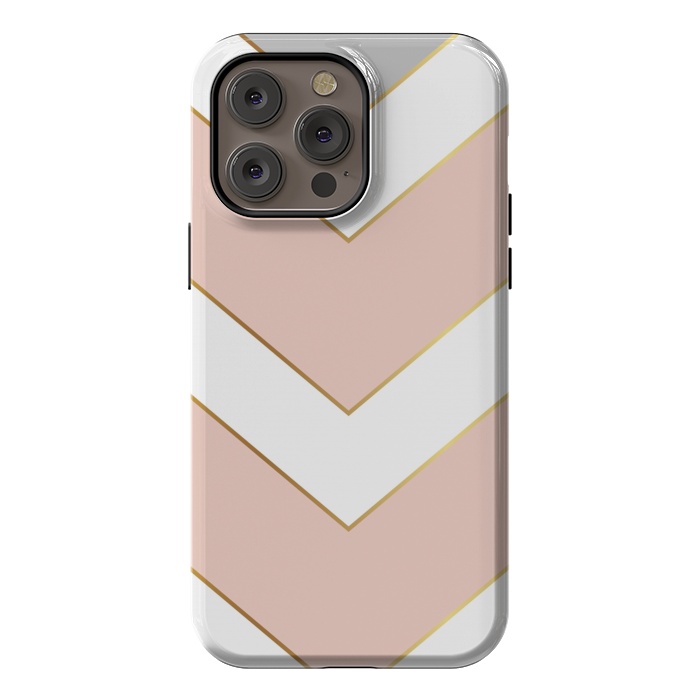 iPhone 14 Pro max StrongFit Marble with Geometric Design Golden I by ArtsCase