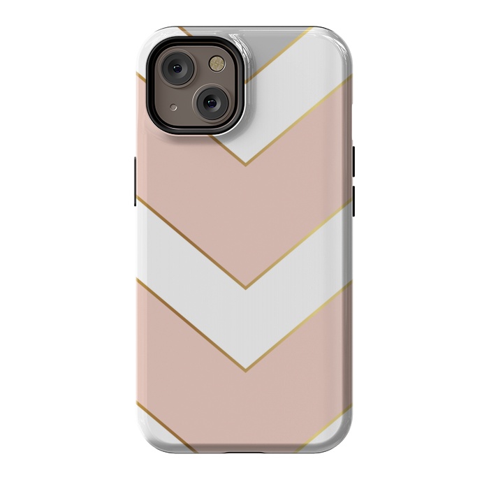 iPhone 14 StrongFit Marble with Geometric Design Golden I by ArtsCase
