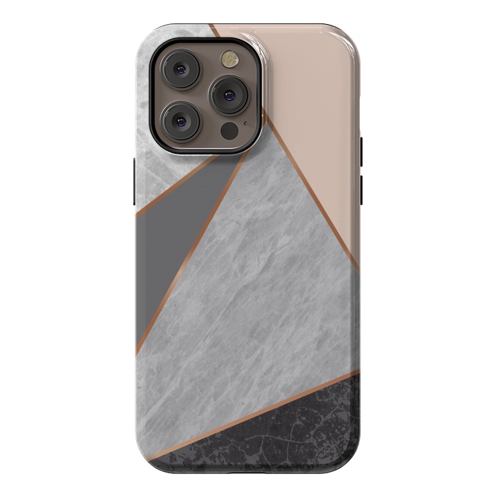 iPhone 14 Pro max StrongFit Modern Geometric Minimalist with Marble Texture by ArtsCase