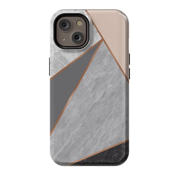 iPhone 14 StrongFit Modern Geometric Minimalist with Marble Texture by ArtsCase