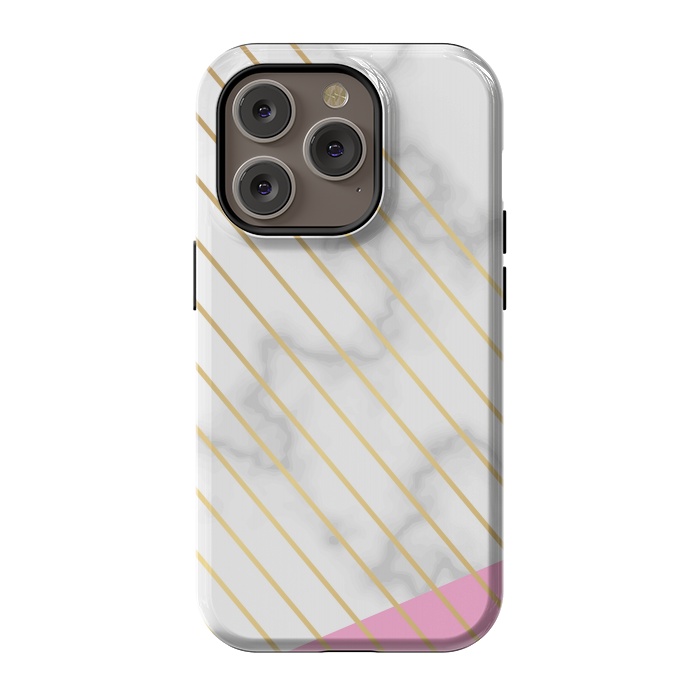 iPhone 14 Pro StrongFit Modern Marble Design Pink and Gray by ArtsCase