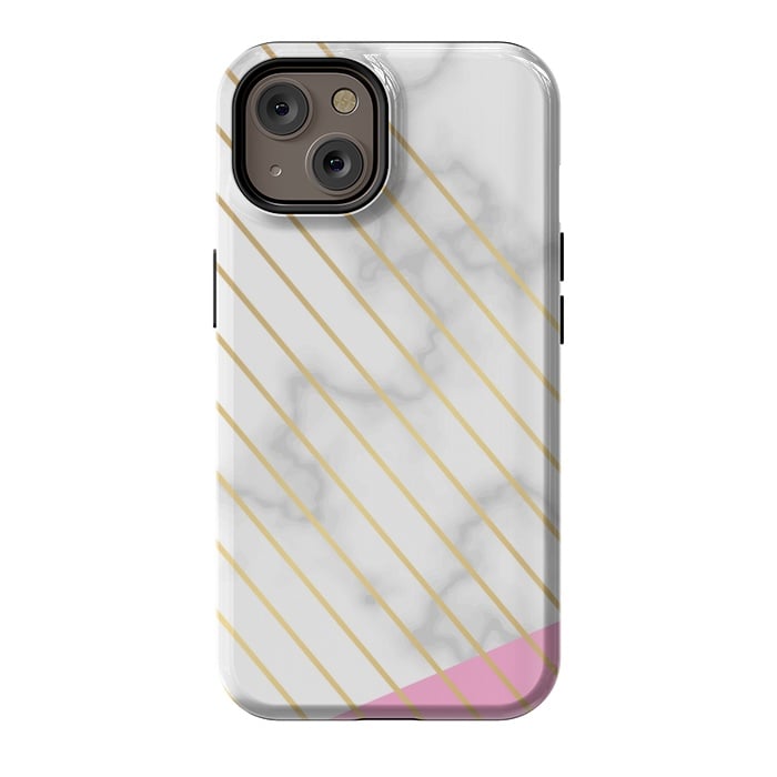 iPhone 14 StrongFit Modern Marble Design Pink and Gray by ArtsCase