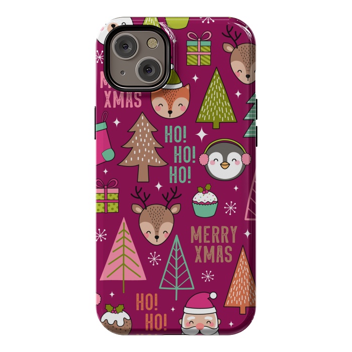 iPhone 14 Plus StrongFit Pine Trees and Christmas Elements Seamless Pattern by ArtsCase