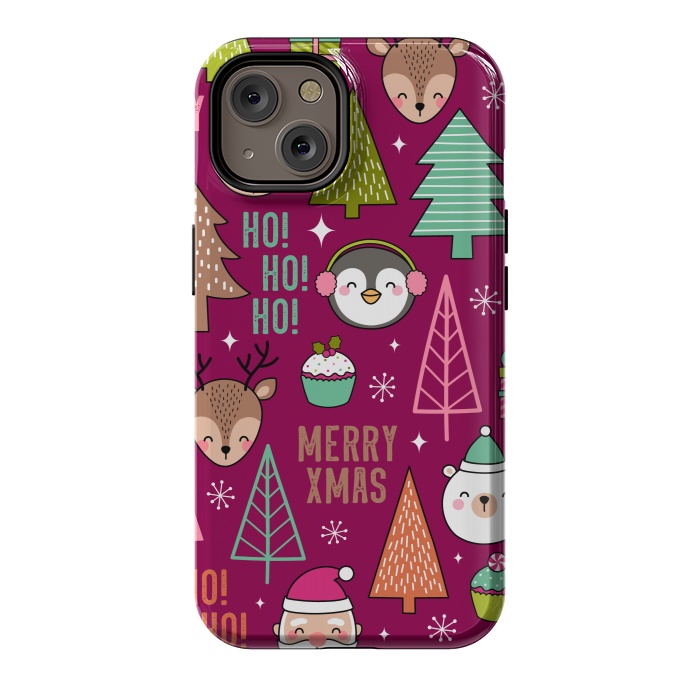 iPhone 14 StrongFit Pine Trees and Christmas Elements Seamless Pattern by ArtsCase