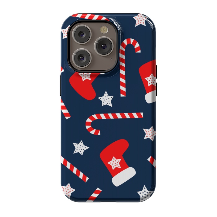 iPhone 14 Pro StrongFit Seamless Christmas Pattern with Xmas Socks by ArtsCase
