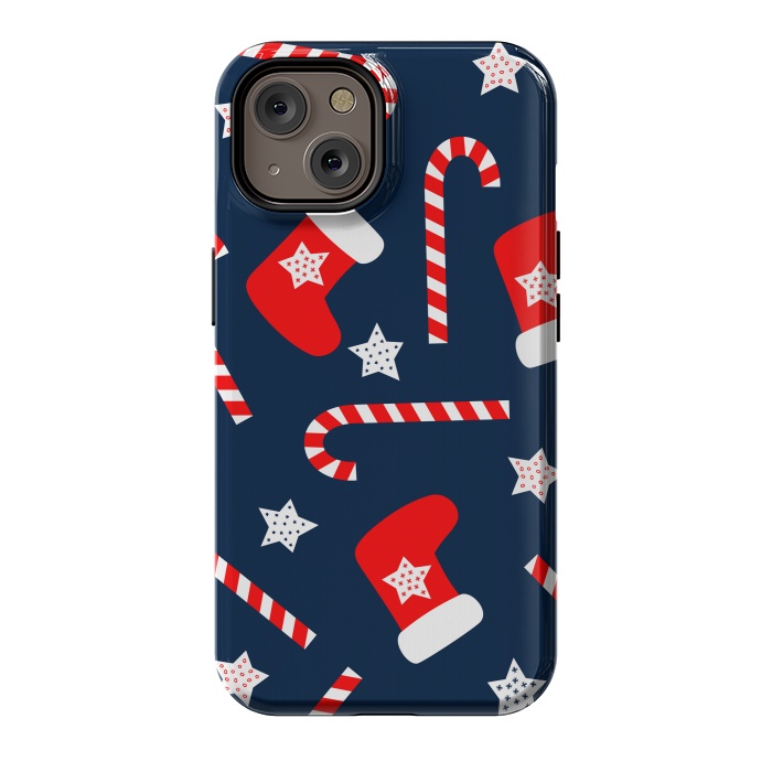 iPhone 14 StrongFit Seamless Christmas Pattern with Xmas Socks by ArtsCase