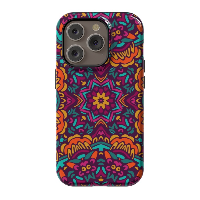 iPhone 14 Pro StrongFit Tiled Floral Doodle Design by ArtsCase