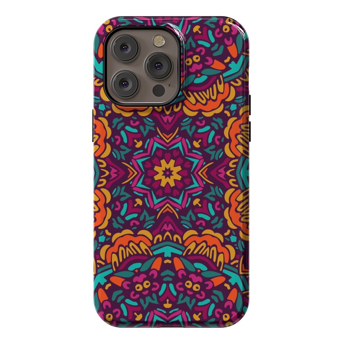 iPhone 14 Pro max StrongFit Tiled Floral Doodle Design by ArtsCase