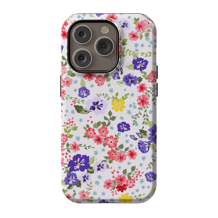 iPhone 14 Pro StrongFit Simple Cute Pattern in Small-Scale Flowers by ArtsCase