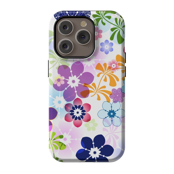 iPhone 14 Pro StrongFit Spring Colorful Seamless Floral Pattern with Transparent Flowers I by ArtsCase