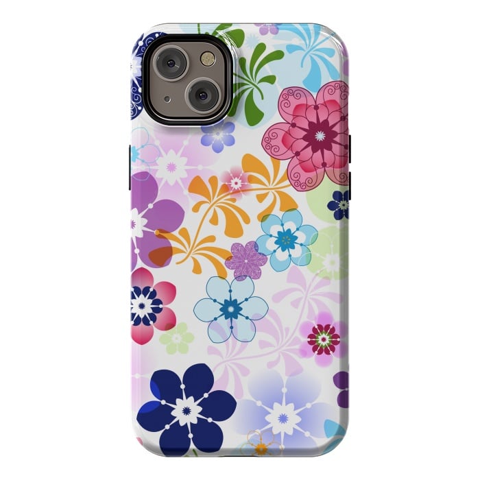 iPhone 14 Plus StrongFit Spring Colorful Seamless Floral Pattern with Transparent Flowers I by ArtsCase