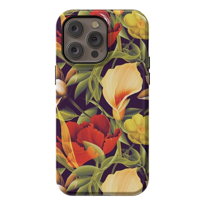 iPhone 14 Pro max StrongFit Seamless Tropical Flower Plant and Leaf Pattern by ArtsCase