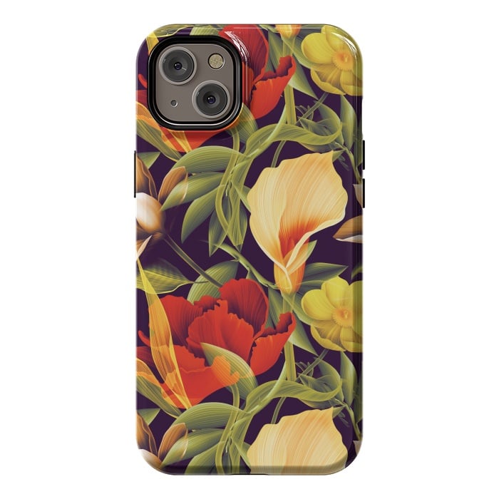 iPhone 14 Plus StrongFit Seamless Tropical Flower Plant and Leaf Pattern by ArtsCase