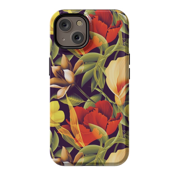 iPhone 14 StrongFit Seamless Tropical Flower Plant and Leaf Pattern by ArtsCase