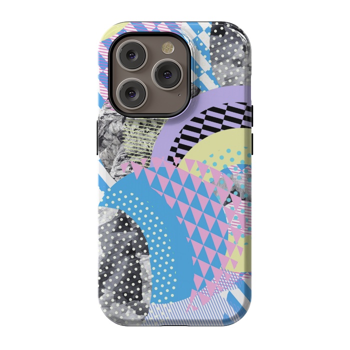 iPhone 14 Pro StrongFit Multicoloured playful pop-art collage by Oana 