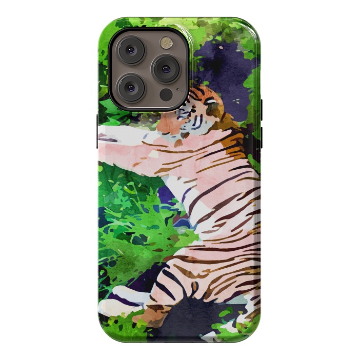 iPhone 14 Pro max StrongFit Blush Tiger by Uma Prabhakar Gokhale