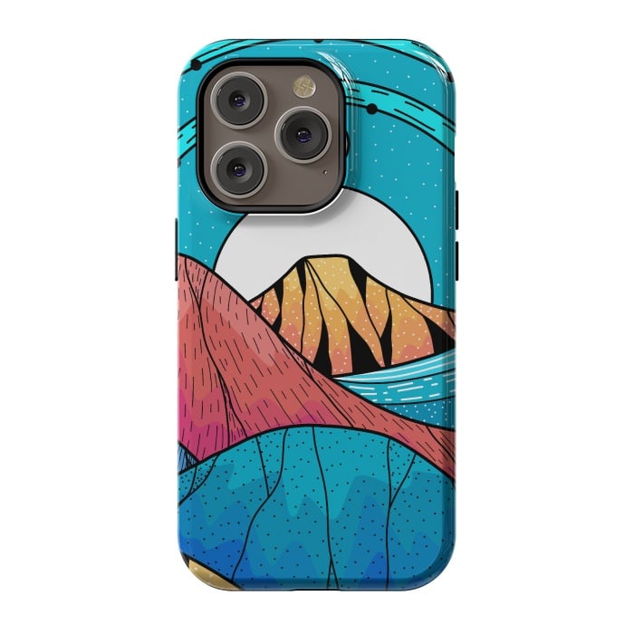 iPhone 14 Pro StrongFit Blue sea hills by Steve Wade (Swade)