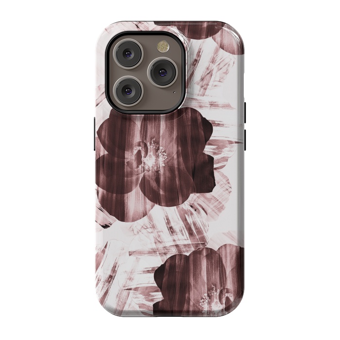 iPhone 14 Pro StrongFit Brushed dark pink rose petals by Oana 