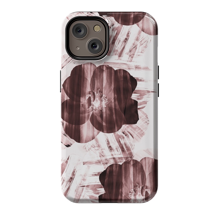 iPhone 14 StrongFit Brushed dark pink rose petals by Oana 