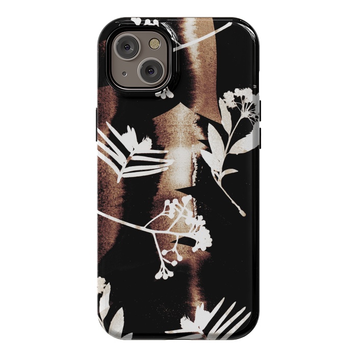 iPhone 14 Plus StrongFit Cyanotype brown painted wild plants pattern by Oana 