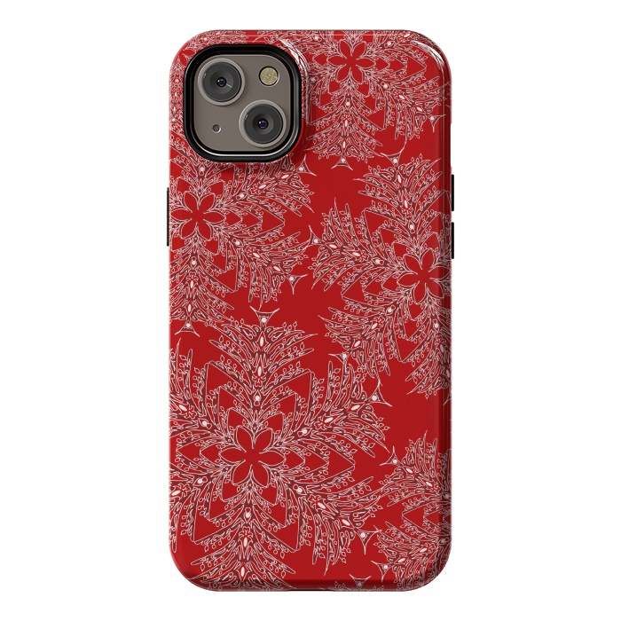 iPhone 14 Plus StrongFit Holiday Mandalas (Red/White) by Lotti Brown
