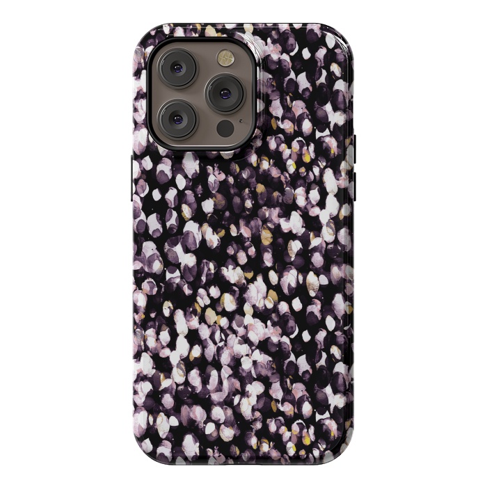 iPhone 14 Pro max StrongFit Black pink watercolor spots by Oana 