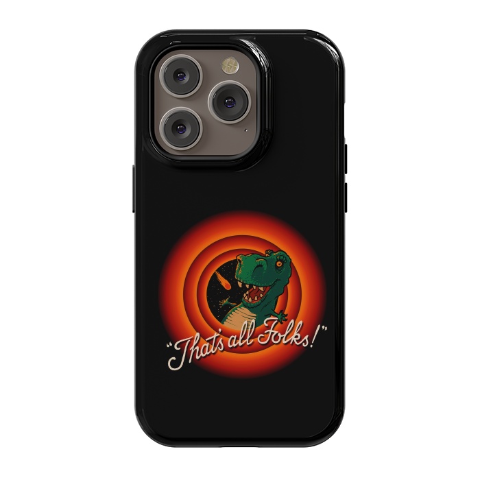 iPhone 14 Pro StrongFit That's All Folks - T-Rex Dinosaur Extinction by Vó Maria