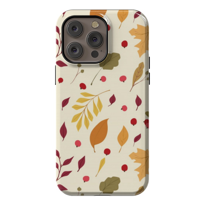 iPhone 14 Pro max StrongFit subtle autumn leaves pattern by MALLIKA