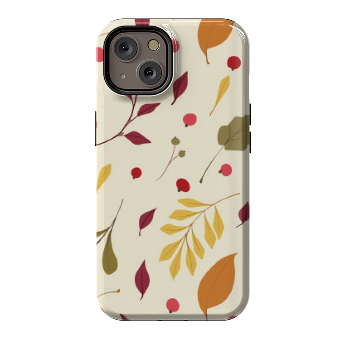 iPhone 14 StrongFit subtle autumn leaves pattern by MALLIKA