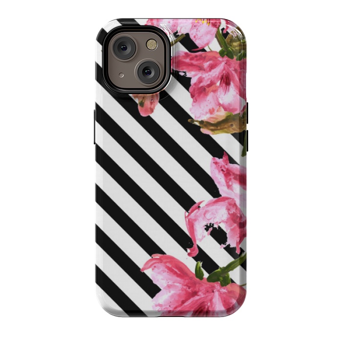 iPhone 14 StrongFit stripes pink tropical pattern by MALLIKA