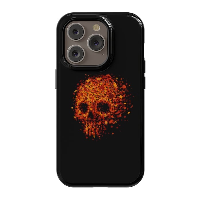 iPhone 14 Pro StrongFit Autumn Skull - Fall Leaves by Vó Maria