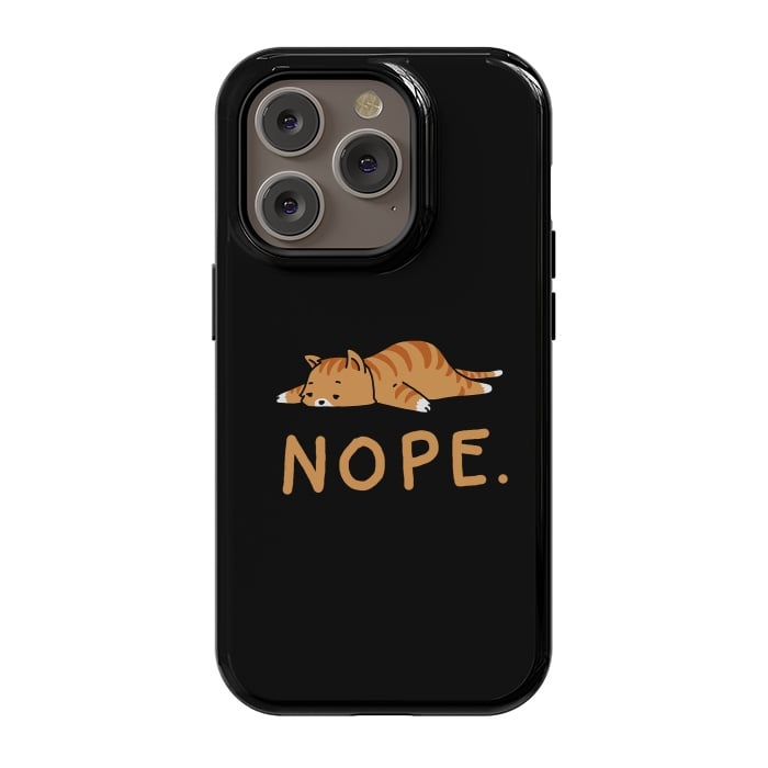 iPhone 14 Pro StrongFit Nope Lazy Cat Caramel  by Vó Maria