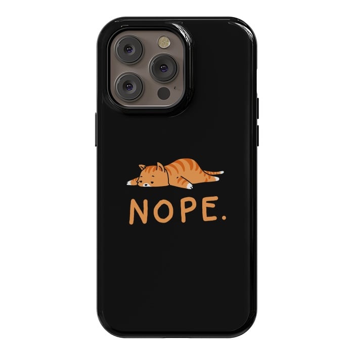 iPhone 14 Pro max StrongFit Nope Lazy Cat Caramel  by Vó Maria