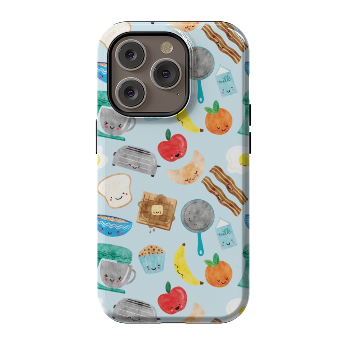iPhone 14 Pro StrongFit Happy and Cute Breakfast Foods by Noonday Design