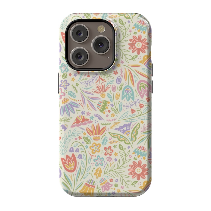 iPhone 14 Pro StrongFit Pretty Pastel Floral by Noonday Design