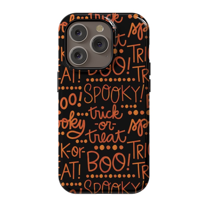 iPhone 14 Pro StrongFit Spooky Halloween Lettering by Noonday Design