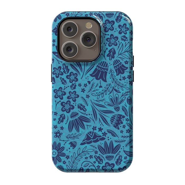 iPhone 14 Pro StrongFit Dainty Blue Floral by Noonday Design