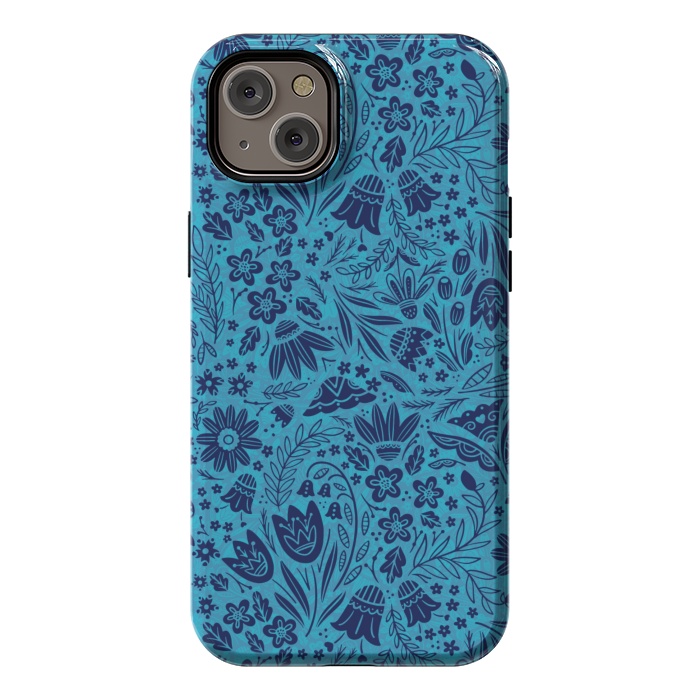 iPhone 14 Plus StrongFit Dainty Blue Floral by Noonday Design