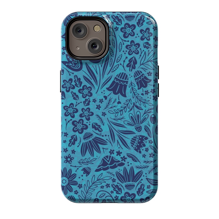 iPhone 14 StrongFit Dainty Blue Floral by Noonday Design