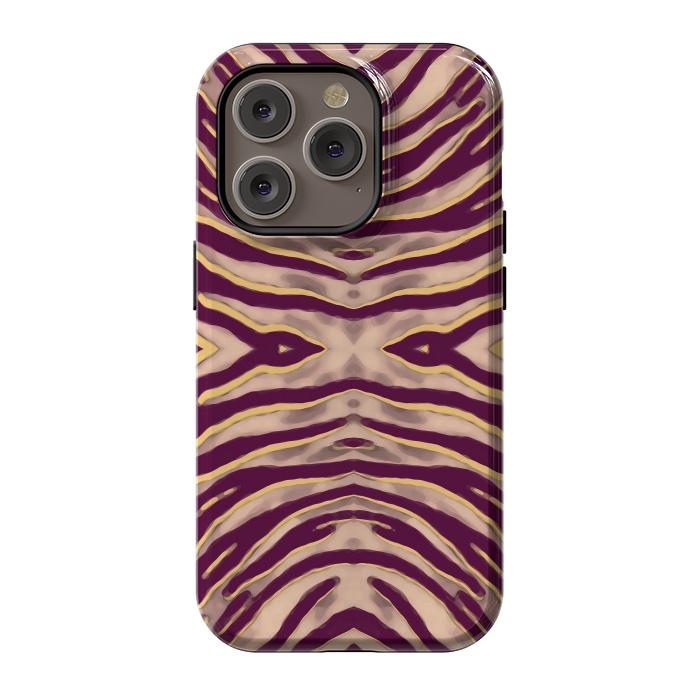 iPhone 14 Pro StrongFit Tan brown tiger stripes print by Oana 
