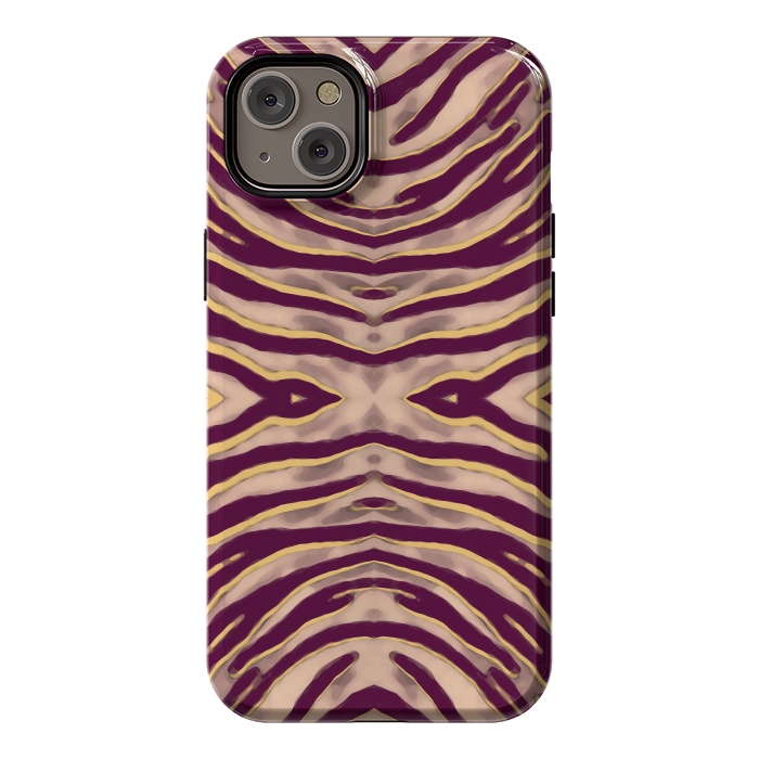 iPhone 14 Plus StrongFit Tan brown tiger stripes print by Oana 