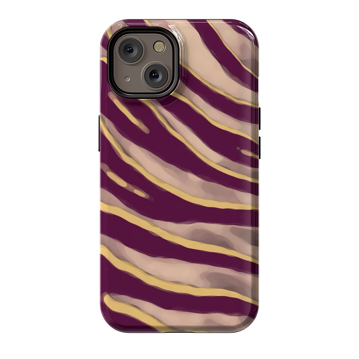 iPhone 14 StrongFit Minimal tiger print stripes brown neutral by Oana 