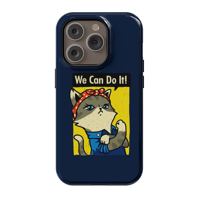 iPhone 14 Pro StrongFit Purrsist Cat We Can Do It by Vó Maria