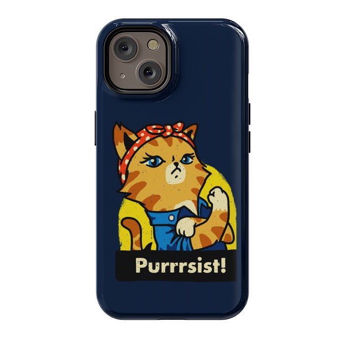 iPhone 14 StrongFit Purrsist! We Can Do It Cat Lovers by Vó Maria