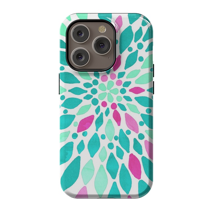 iPhone 14 Pro StrongFit Radiant Dahlia - Pink & Teal by Tangerine-Tane